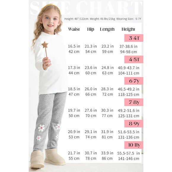 4 Pack Girls Winter Fleece Lined Leggings Girls Thick Warm Leggings Stretchy The - Picture 2 of 7